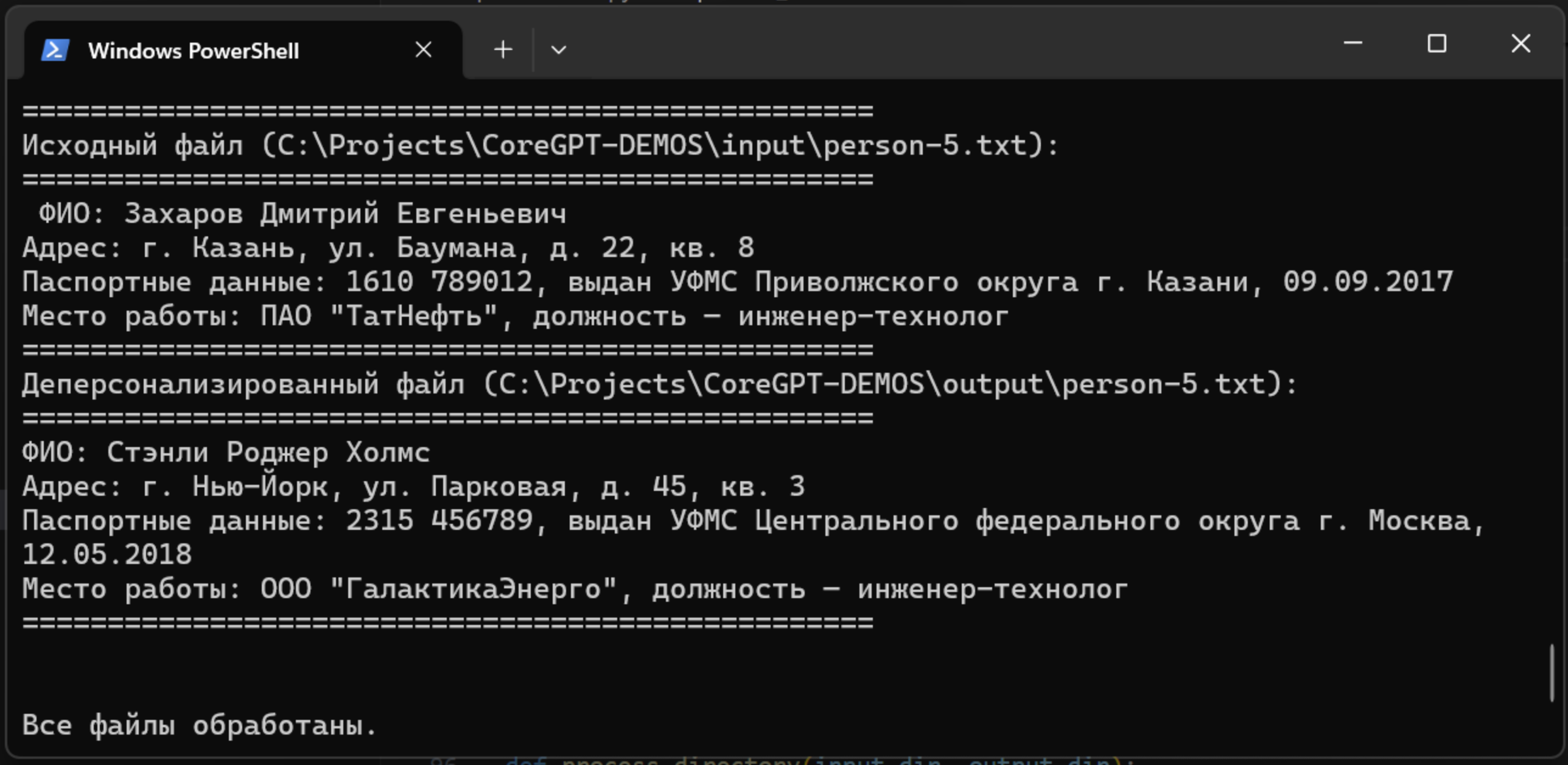 «Деперсонализатор файлов»
